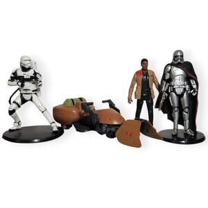 Star Wars 4" Action Figures Lot With 5.75" Long Speeder Bike Pre-owned